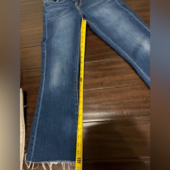 L'AGENCE Blue Flare Raw Hem Crop Jeans 24 - Picture 5 of 6